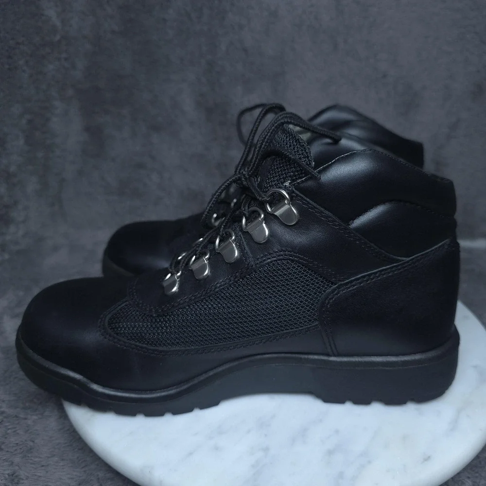 Timberland Boots Shoes Boys Size 5 Black Leather Hiking Trail Combat TB11590607